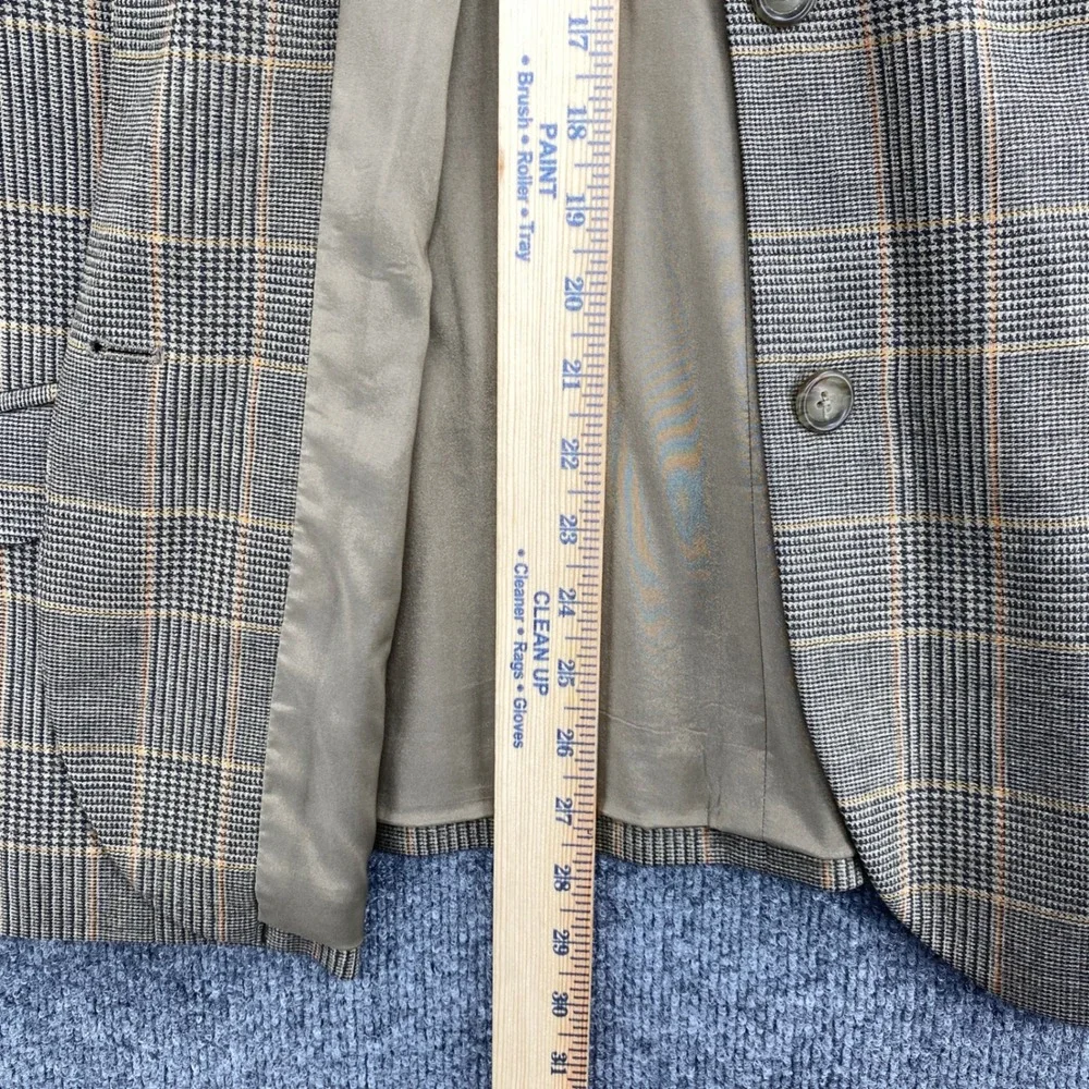 Lands End Blazer Jacket Women 22W Brown Plaid Wool Cashmere Office Academic Work